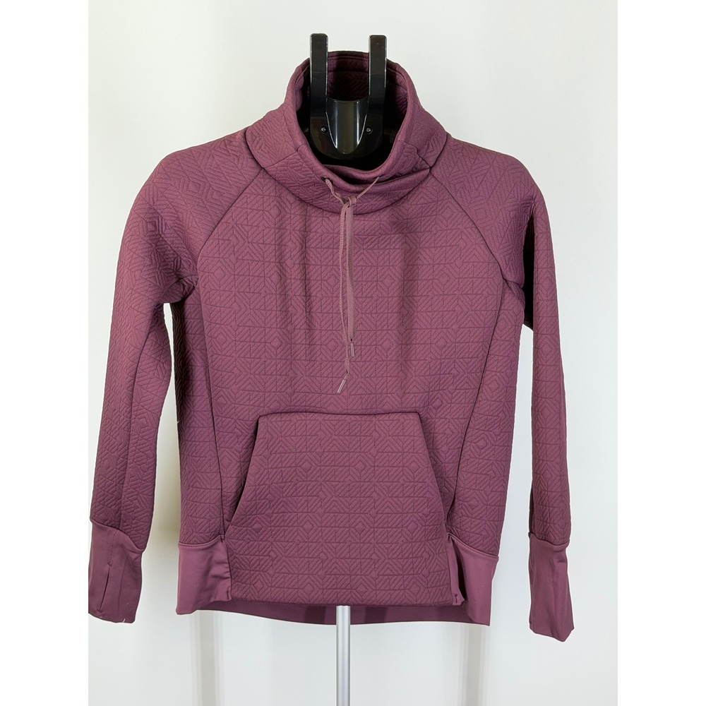 Athleta Womens Quilted Funnel Neck Pullover Sweatshirt Purple XXS Thumbholes